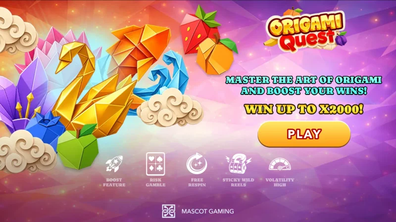 Origami Quest - tela principal com bobinas e símbolos de origami